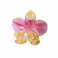 Pink and yellow gradient plumeria flower hair claw clip with transparent finish - 8cm Transparent Gradient Rose Red And Yellow