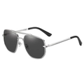 Occhiali da sole aviator in metallo argento con lenti grigio scuro e doppio ponte - Montatura Argento Lenti Grigie