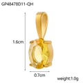 Golden stainless steel teardrop pendant with yellow oval zircon stone and dimensions - GP48478D11-QH / Yellow