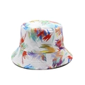Dettaglio di pennellate astratte colorate stampate su un cappello a secchiello bianco - Taglia unica / Pennellate Artistiche di Pittura a Olio (12)