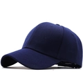 Detailed view of the dark blue twill cotton baseball cap with a classic curved brim - Adjustable / Navy Blue