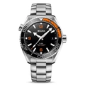 Roestvrijstalen duikhorloge met zwarte wijzerplaat en oranje accenten op de ring - Zilver Staal Zwarte Wijzerplaat