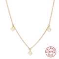 925 sterling silver hummingbird pendant necklace with round opal stones in rose gold finish - Gold Chain - Triple Opal