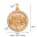 Golden Tree of Life pendant with pink enamel and zircons, 16x22mm size for DIY jewelry - Hollow Tree of Life-Gold