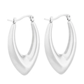 Polished silver water drop earrings in a minimalist V-shape design for daily wear - Style D Pointed Oval Hollow (KE109513) / Steel