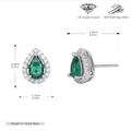 Detailed size and weight specs of green zircon 925 silver stud earrings for women - Earrings-Green