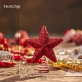 Red glitter Christmas tree topper star with metallic spiral base 15x18cm decoration - 15cm Red Tree Top Star