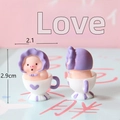 Two cute miniature resin pig figurines in teacups for micro landscape decoration - Heart Cup Pig