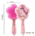 Pink unicorn massage hairbrush with floating sequins and floral paddle design for girls - 02-Unicorn