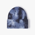 Berretto in maglia a coste tie-dye blu scuro e nero con risvolto per l'aria aperta - Taglia unica / Blu Navy Tie-Dye