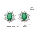 Detailed view of emerald sunflower stud earrings with dimensions 1cm and weight 2g - Stud Earrings (1 Pair)