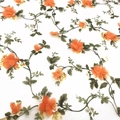 Sexy backless evening gown featuring orange 3D floral lace and green leaf embroidery - US 2 / Orange