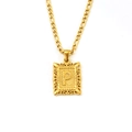 Elegant 18K gold plated Figaro chain necklace featuring a hollow letter P pendant - Letter P(SP598G-P)