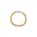 Hip hop gold Figaro chain link bracelet for men and women with secure lobster clasp - Width 7mm / 17cm / Gold