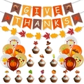 Kit bannière GIVE THANKS avec feuilles d'érable citrouilles et ballons de fête orange - Set de Thanksgiving 4 [avec 12 ballons]