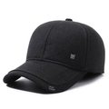 Men's winter black baseball cap with sport fashion tag and thermal ear protection - Adjustable / Gray