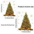 Christmas tree window sticker size guide with imperial and metric unit measurements - Style JDT-A47 (Gold Gift Box Christmas Tree)