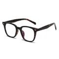 Montura de gafas clásica de acetato en carey con diseño cuadrado vintage y remaches - Marco de carey