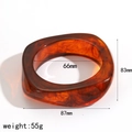 Amberkleurige schildpad hars armband voor dames met open vierkant ontwerp en glans - Barnsteen Vierkant Schildpadpatroon (TB7207-BR)