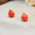 Mini resin pomegranate charms in bright orange-red with golden hooks for DIY jewelry - Whole Pomegranate