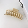 Matte beige resin hair claw clip in a large minimalist design for elegant hair styling - Keel Style / 10.8cm / Off-white