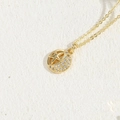 Elegant gold necklace with hollow round pendant featuring a sparkling zircon star design - Star Moon Round / 14K Gold Color