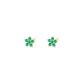 Eleganti orecchini a fiore dorato con sei petali di zircone verde scintillante - Argento 925 / Zirconia Verde (Placcato Oro 18K)