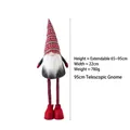 Gnomo de Navidad telescópico rojo y gris, altura ajustable de 65 a 95 cm - Elfo Telescópico Copo de Nieve 95cm