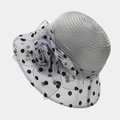 Detail of elegant organza flower with black polka dots on a silver sun hat - One Size / Gray