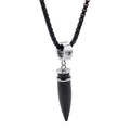 Collar punk para hombre con colgante de bala negra, anillo de plata y cadena de caja negra - Estilo Colgante Negro (Sin Cadena) (KP59965)
