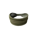 Army green wide ruched elastic headband made of soft cotton knit for yoga and sports - Solid Army Green