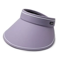Women's light purple open-top sun hat with wide brim and white piping trim - One Size / Purple
