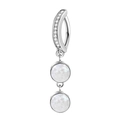 Silver navel ring featuring double white opal stones and sparkling cubic zirconia pavé - Double Opal Style (Silver)
