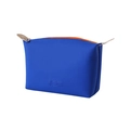 Blauwe trapezium PU make-uptas met oranje rits en LOVE-reliëf detail - Dumpling Tas / Standaard / Koningsblauw