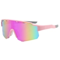 Pink oversized cycling sports sunglasses with colorful gradient lenses for outdoor racing - Pink Frame Purple Mirror