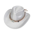 Chapeau de cowboy argenté avec étoiles en turquoise et garniture à franges, vue de haut - M (56-58cm) / Argent