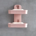 Pink double-layer wall-mounted wheat straw soap holder with drainage trays - Double Layer / Nordic Pink