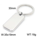 Minimalist silver stainless steel keychain with a polished rectangular pendant, 35x19mm - Silver Polished Rectangle Plate Style (KY1420-Z)