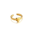 18K gold plated stainless steel open ring featuring a 3D heart and bamboo design - Gold 3D Heart Adjustable Ring