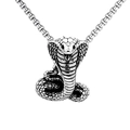 Retro stainless steel cobra snake pendant necklace with detailed scales on box chain - Snake King + Stainless Steel Chain