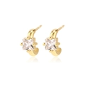 18k gold geometric butterfly stud earrings with square clear zircon crystal stones - Gold White Zirconia Style (E2489)