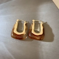 Chic gold-plated U-shaped earrings with brown leopard acrylic accents for women - 1#-Hoop-Brown-U-shape