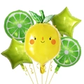 5-piece lemon and lime fruit foil balloon set with star shapes for birthday parties - Cute Lemon Star Style / Five-Piece Set