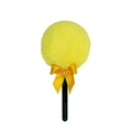 Lollipop makeup powder puff with soft long yellow plush and a delicate satin bow - No Packaging / Yellow