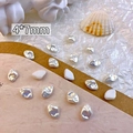 Detail view of 4x7mm baroque pearl nail art beads with a metallic silver finish - Silver (4*7mm)