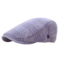 British style newsboy cap featuring blue and white plaid pattern and metal buckle - Side Buckle Style / Navy Blue