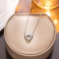 Sparkling Mickey-shaped pendant necklace with silver finish and pavé zircon stones - 8933 Steel Color Lively Mickey Mouse