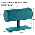 Soporte de terciopelo verde para diademas y exhibición de accesorios para el cabello - Barra Única Completa / Verde Oscuro