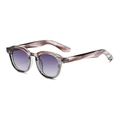 Gafas de sol redondas retro con montura gris transparente y lentes degradadas moradas - Gafas de sol / Montura de rayas grises con lentes degradadas moradas