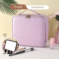 Purple quilted makeup bag with LED mirror and dividers, size 26.5x24x11cm - Diamond Pattern Violet With Mirror (26.5X24X11)